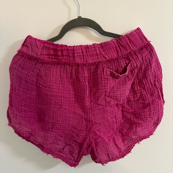 Anthropologie Daily Practice | Bright Pink Cotton Distressed Shorts | Size Small - Picture 2 of 4